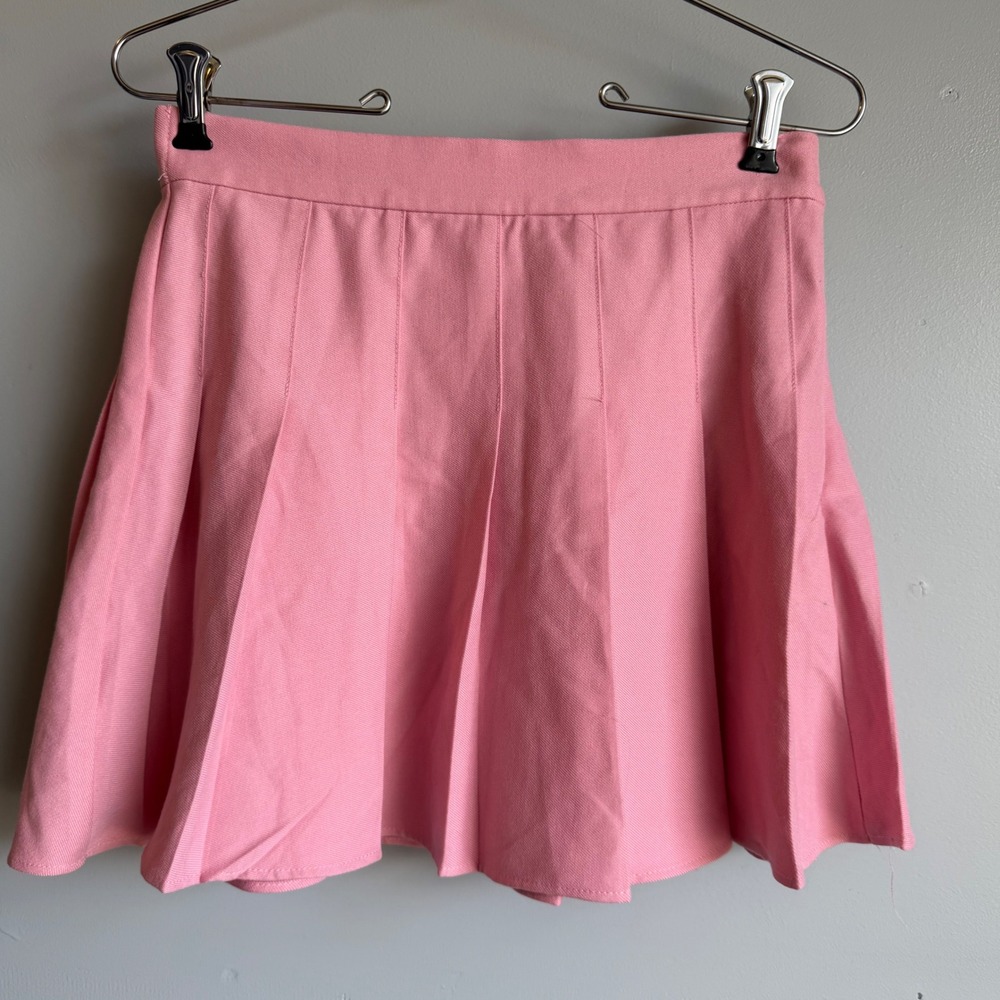 Pink Rayon Blend Pleated Mini‎ Skirt Preppy Schoolgirl Vintage Garage Size S